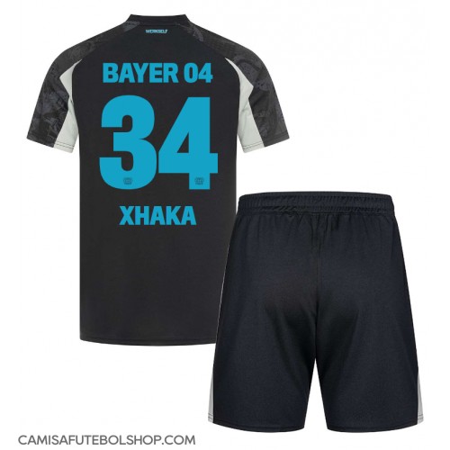Camisa de time de futebol Bayer Leverkusen Granit Xhaka #34 Replicas 3º Equipamento Infantil 2024-25 Manga Curta (+ Calças curtas)